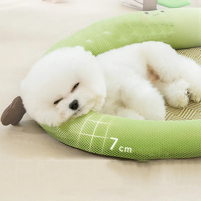 Green fruit-shaped pet cooling nest for dogs and cats