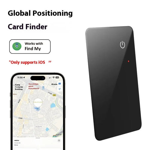 Black ABS and glass wireless charging pet tracker with NFC card design and hanging hole