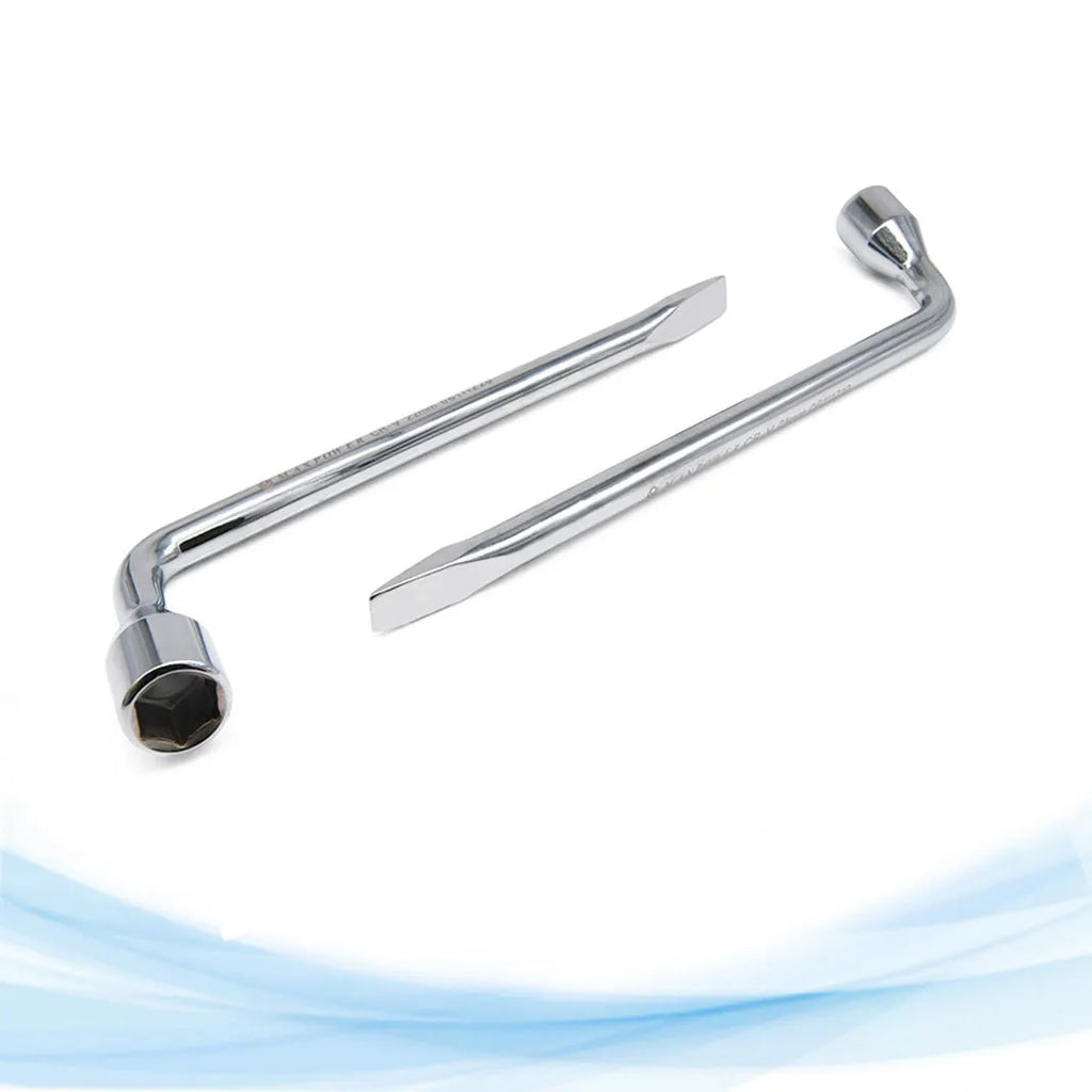 L-shaped socket wrench with 19mm fixed socket made from CR-V steel for mechanical repairs