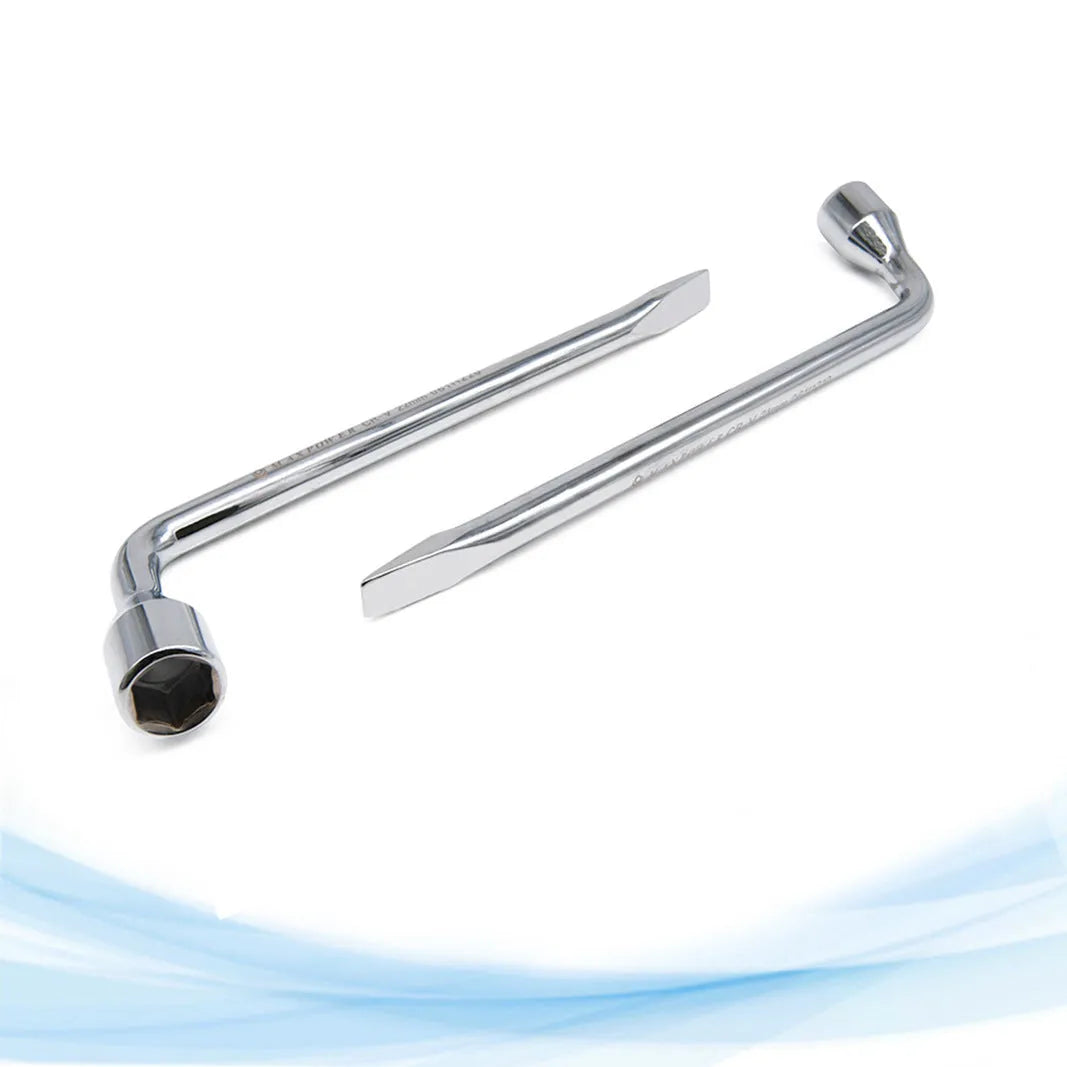L-shaped socket wrench with 19mm fixed socket made from CR-V steel for mechanical repairs
