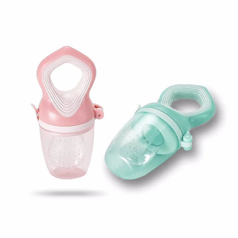 Silicone baby pacifier in light pink and light green, food grade PP and silicone, bisphenol A free