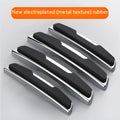 Black car door bumper strip set with four plastic silicone protection strips measuring 9.5 by 2 cm