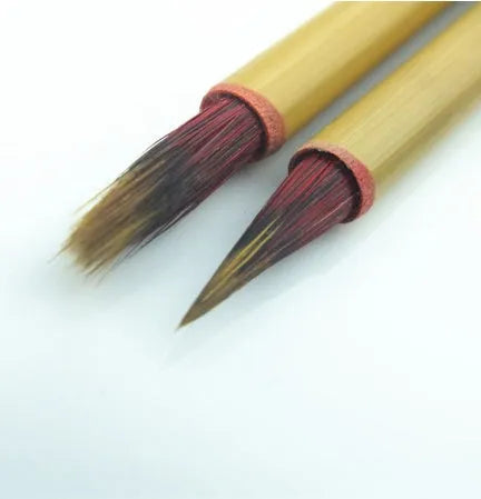 Red hair Chinese writing brush with wooden handle for calligraphy and ink painting