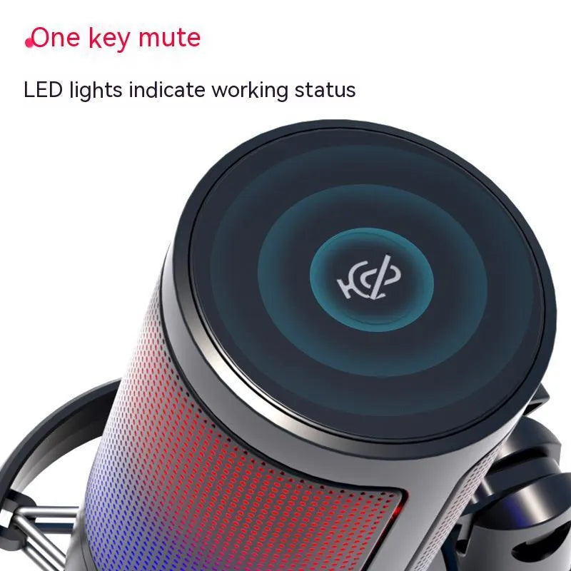 Condenser microphone with RGB lighting in black, white or pink colours for streaming
