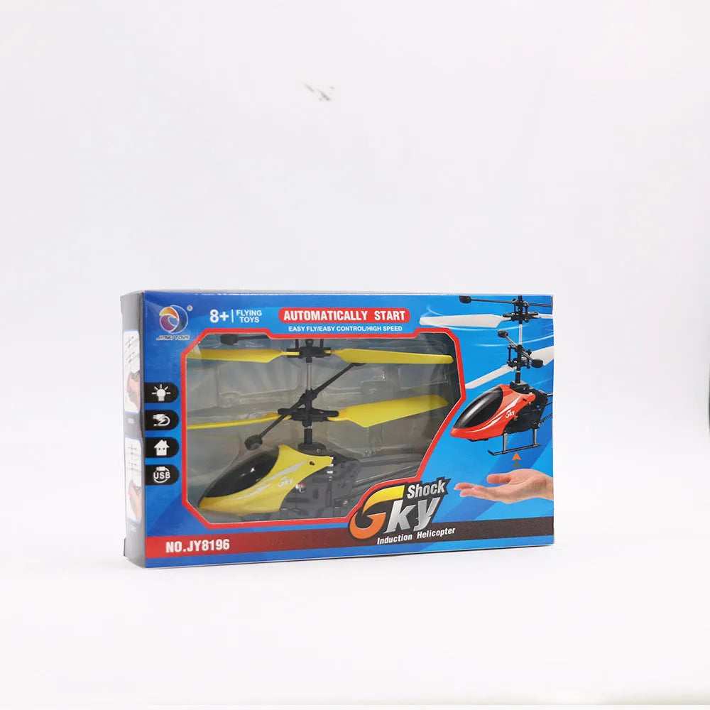 Remote control small infrared induction toy aircraft in blue USB rechargeable 17.5cm indoor flying