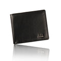 Short PU leather trifold wallet for men in brown, 11.5cm long, with card slots and note pocket