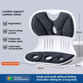 Grey and black waist support lumbar cushion showing solid colour design for back support on a chair.