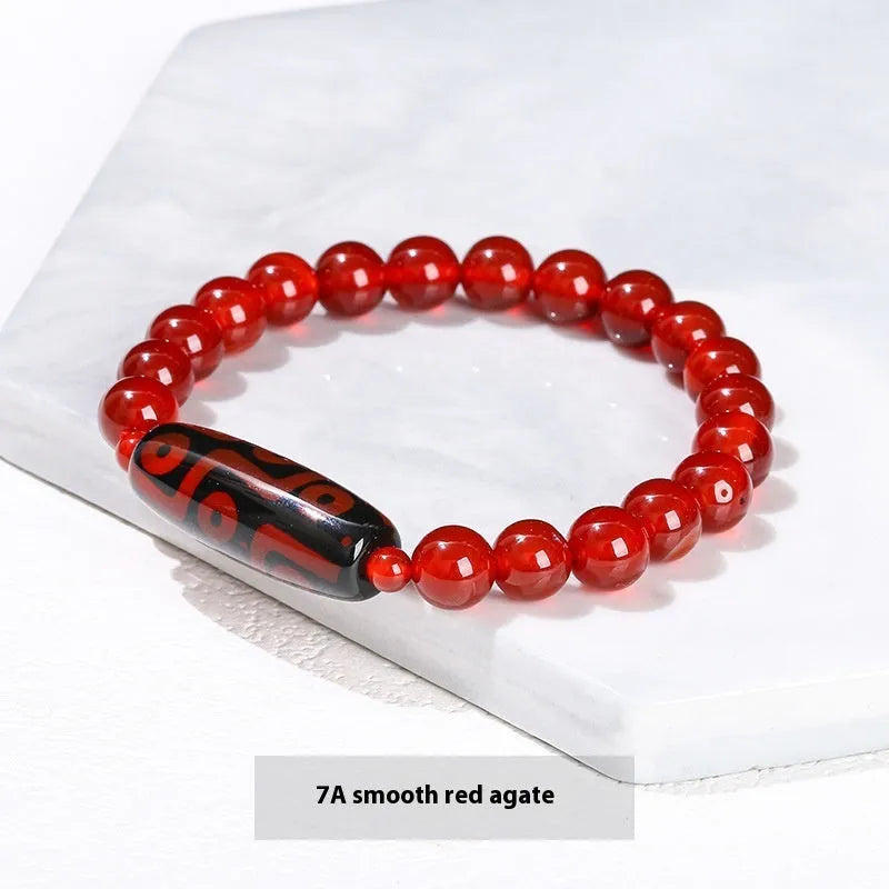 Green dzi bead barrel bracelet with 8mm diameter 28mm length beads