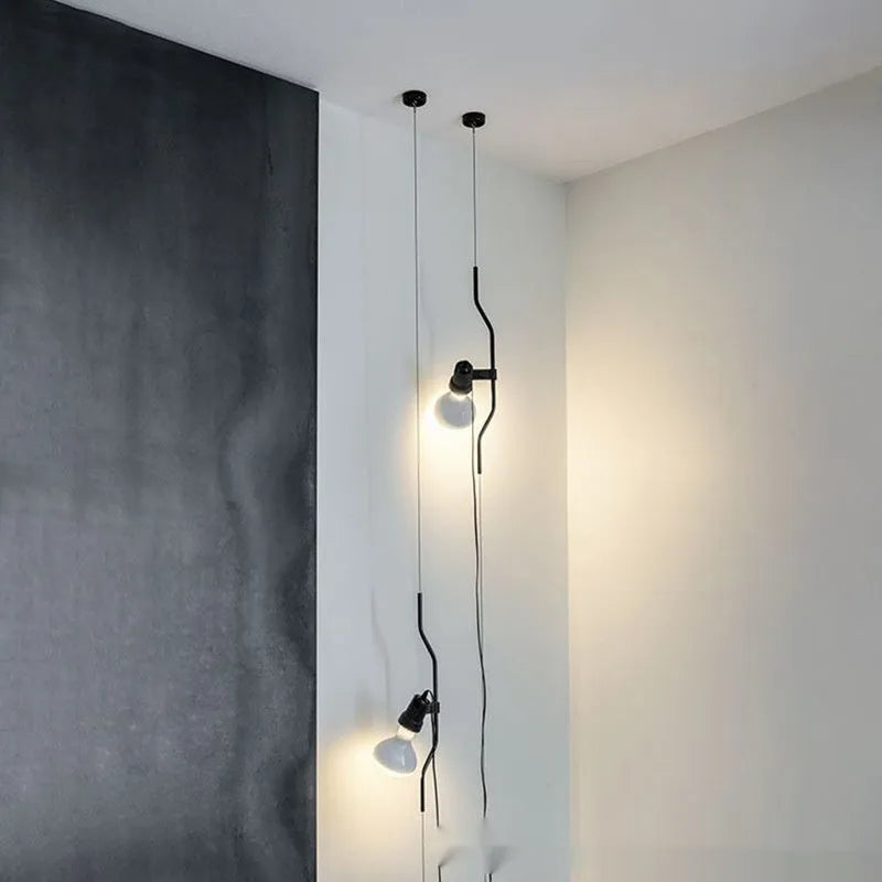 Italian adjustable small droplight alloy construction 3.5 m suspension wire modern simplicity black finish