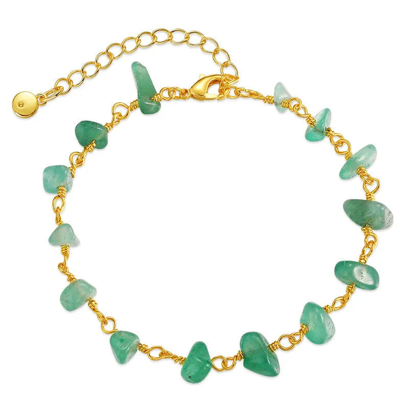 Women's turquoise bracelet with irregular gravel design in 18K copper with geometric crystal setting