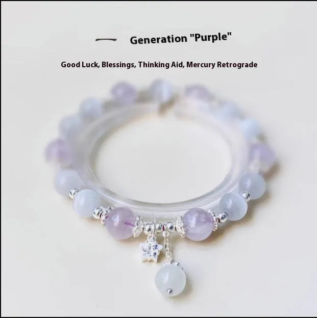 Opal amethyst crystal bracelet with moon shape design larger than 20mm