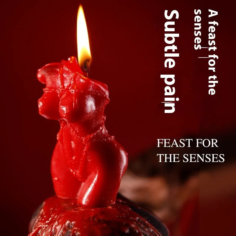 Smoked low-temperature soy wax candle in rose red, spring pink, and lilac purple colours for sensual use.