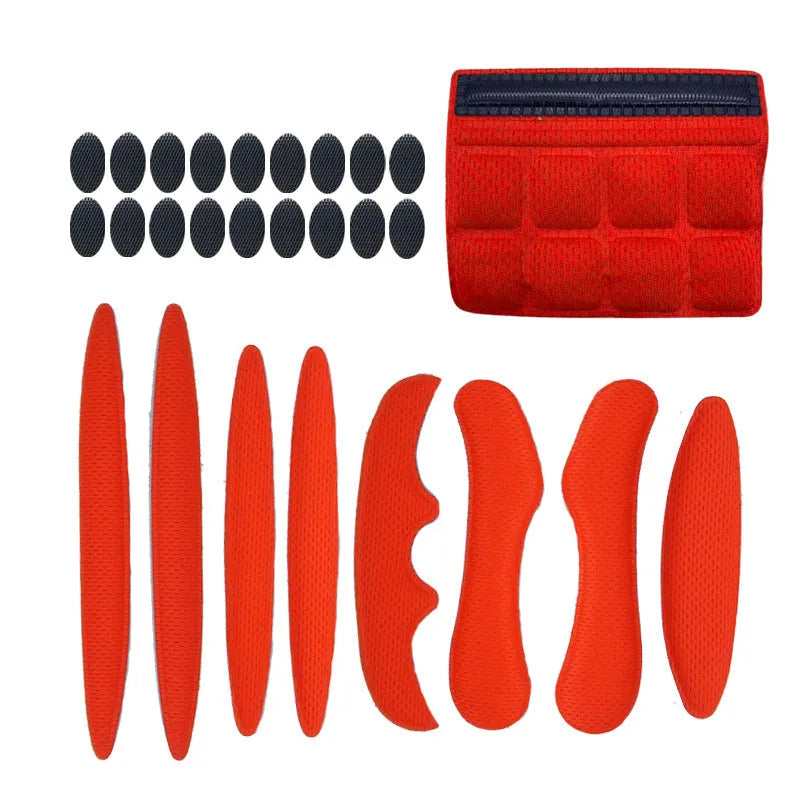Cycling helmet sponge liner with velcro chin strap in blue, black, red, and grey colour options