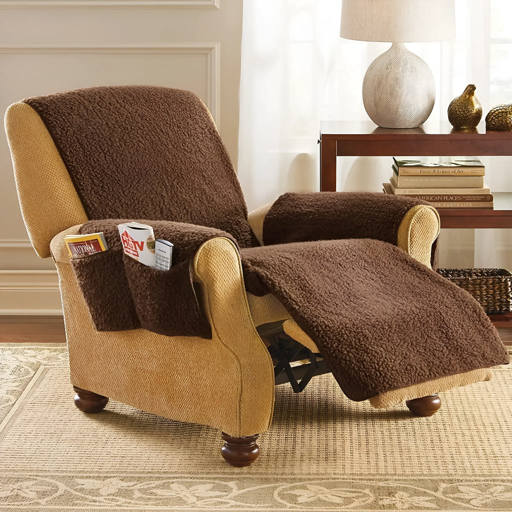 Lambswool Beige polyester sofa cushion slipcover for seat width 55cm, 64cm, or 71cm