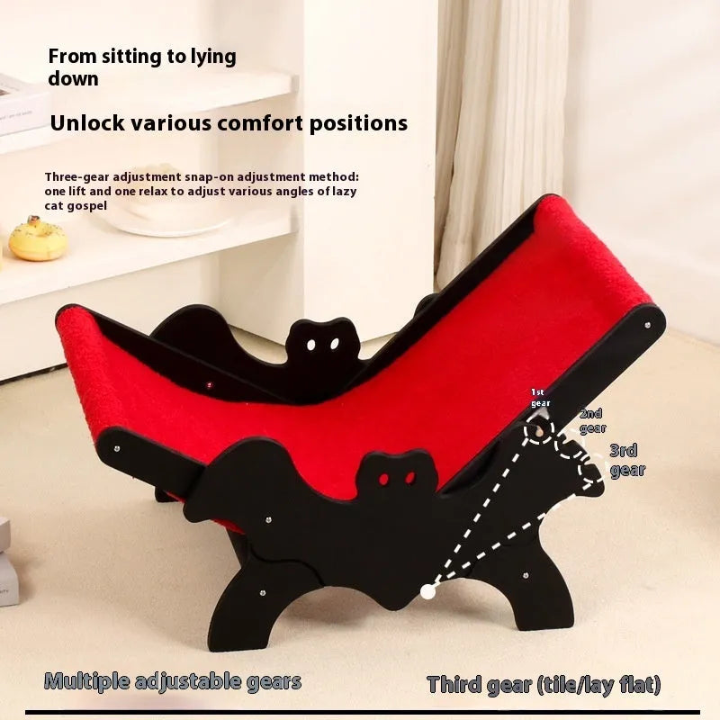 MW-054 black and red wooden cat recliner bed with climbing platforms