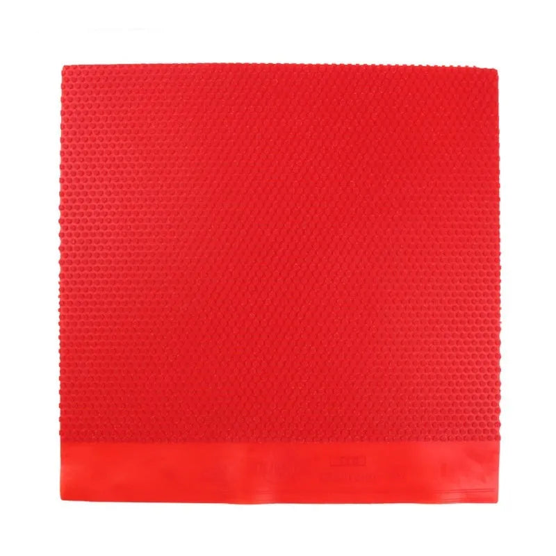 Single sheet of small pips-out table tennis rubber in black and red colour options.