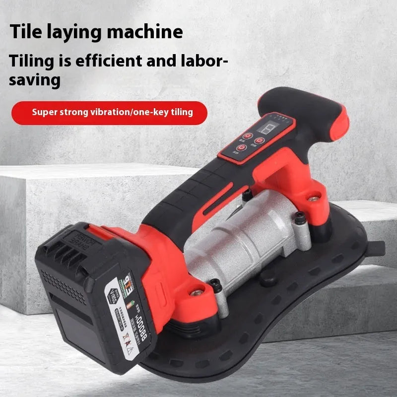 Cordless tile laying machine with automatic pasting system for ceramic and porcelain tile installation