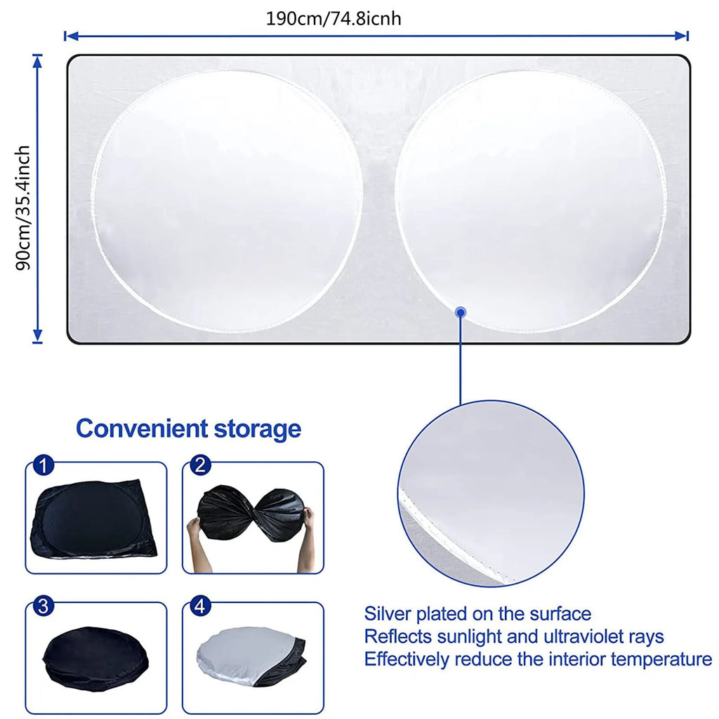 Car sun block made of silver tape for windscreen heat insulation and shade