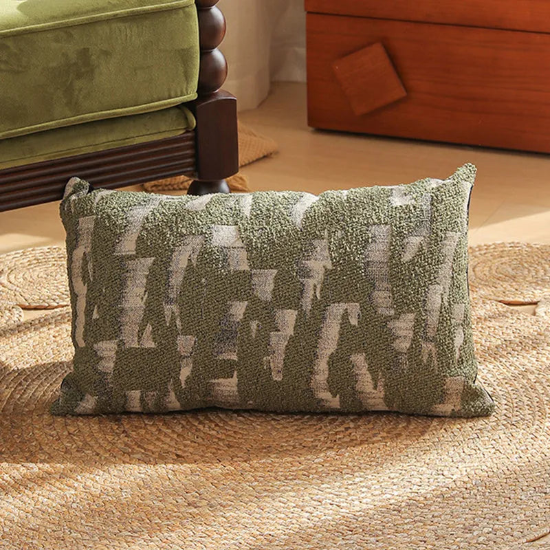 45x45 cm square pillow cover with textured jacquard fabric in a retro plant and flower pattern.