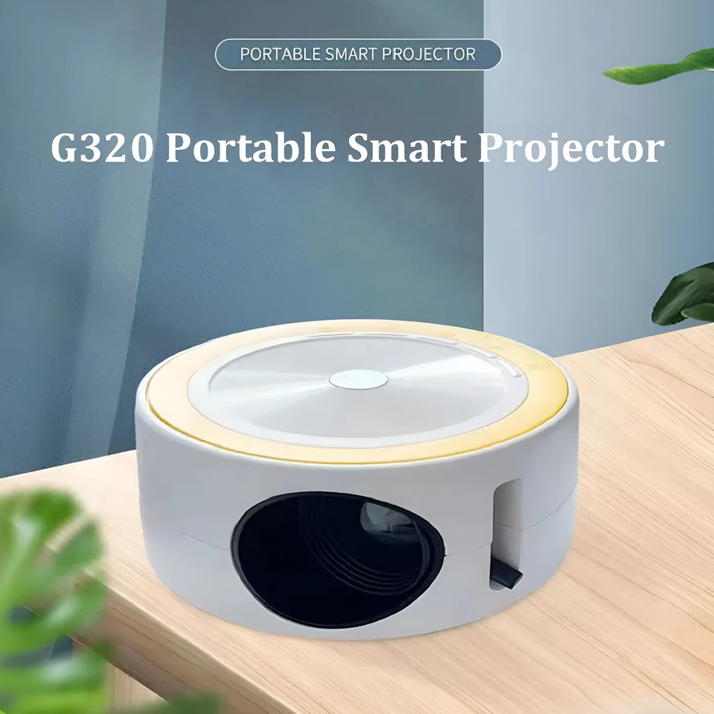YT200 portable home LED projector with same screen connectivity in black, white, yellow and white, or blue and white colours measuring 110mm x 47mm