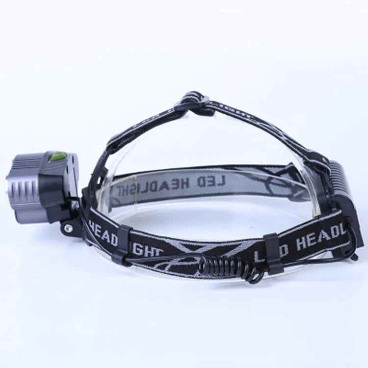 Outdoor head-mounted camping light with LED beam and adjustable head strap