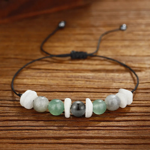 Geometric stone bead bracelet for women with colour 3906 beads arranged in structured pattern