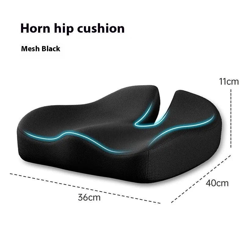 Memory foam office chair cushion measuring 36x40x11cm in solid grey colour for waist support