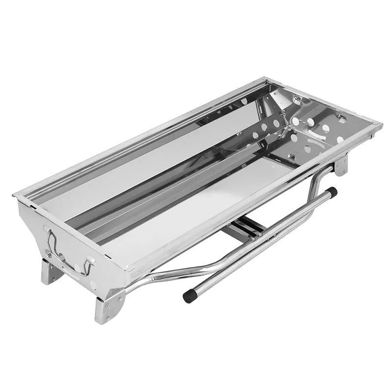 Large stainless steel portable barbecue oven with charcoal stove and turnover design