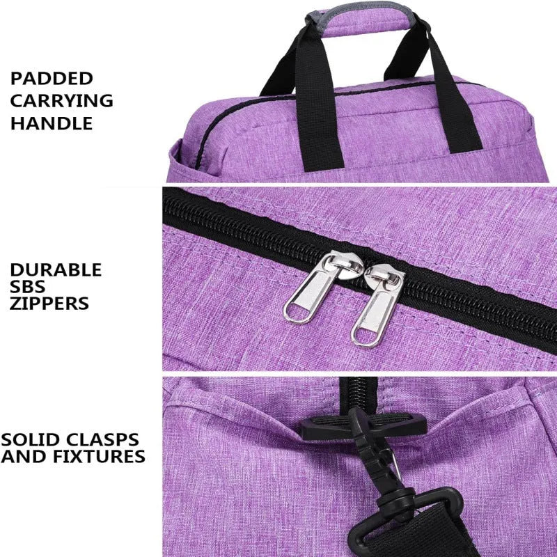 Small lightweight polyester luggage bag in solid colour with curved shoulder strap, 35.5x20x20cm