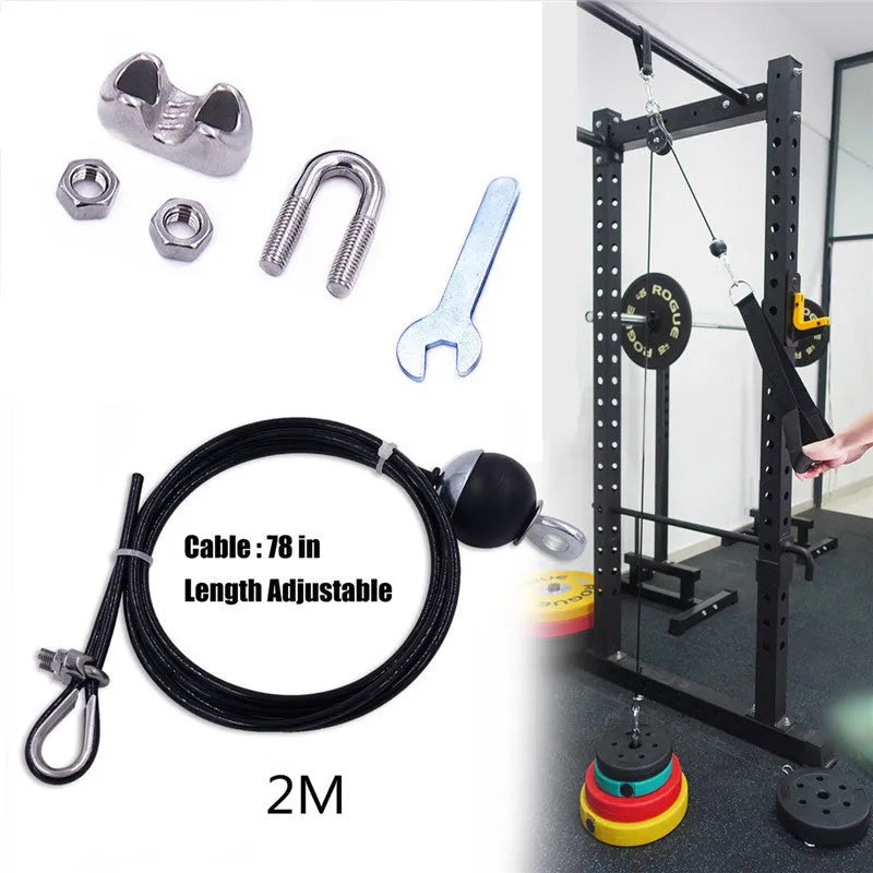 Black steel wire PU coated cable 2m long 5mm thick for fitness equipment pulley replacement