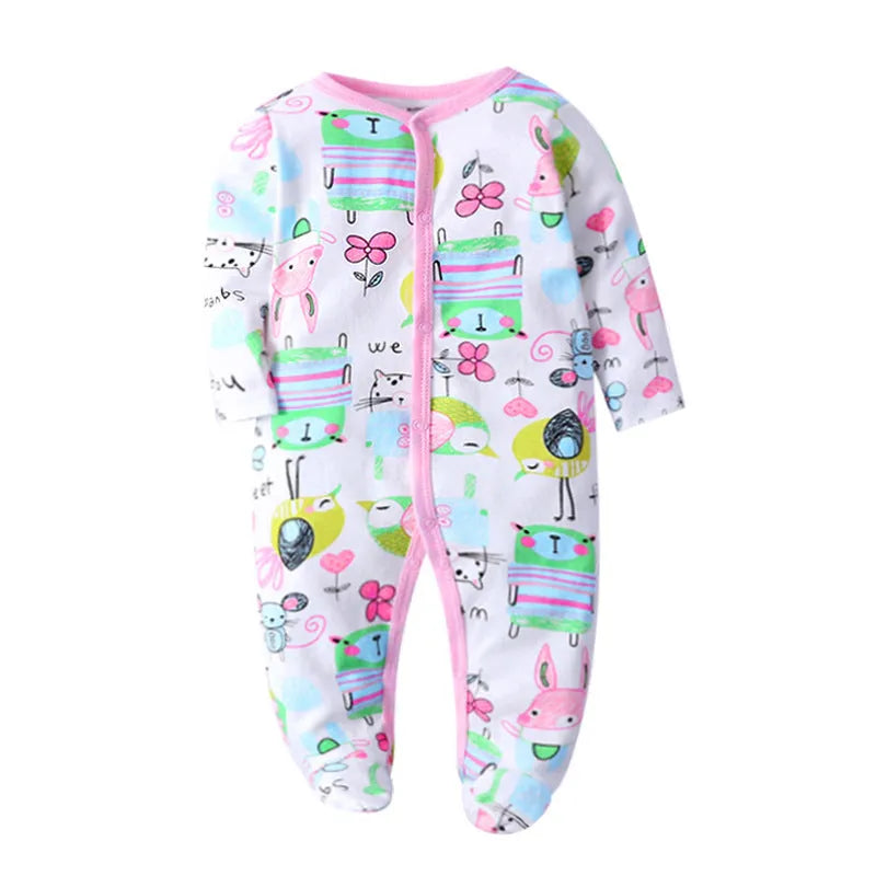 Cotton baby one-piece clothes in a dinosaur print design for infants aged 3 to 12 months