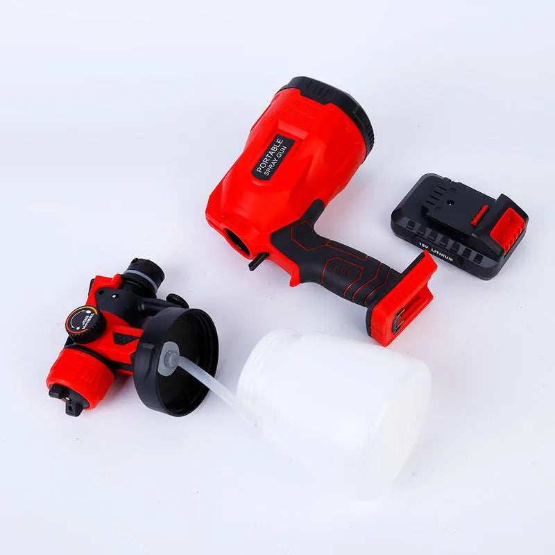 Blue cordless automatic paint spray gun with 800ml container and 1.8mm nozzle