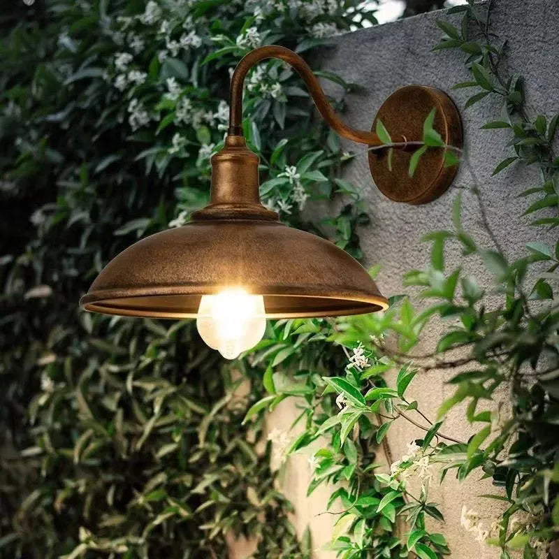Retro villa courtyard wall lamp in copper and silver finishes with right and oblique angle mounting options