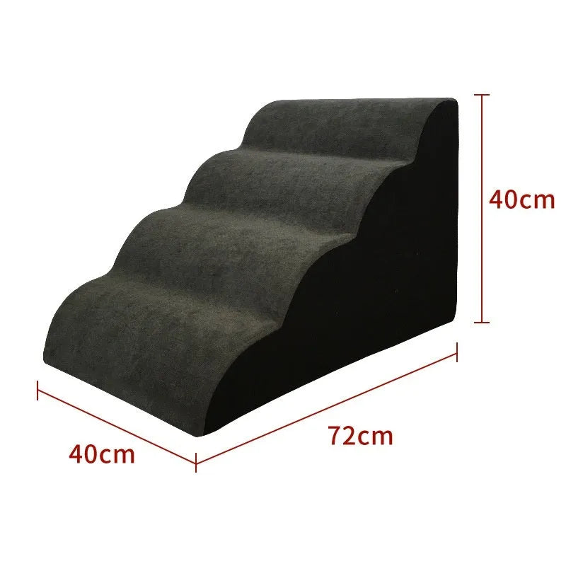 Wooden dog stairs in brown, available in two-step and three-step 30cm height configurations.