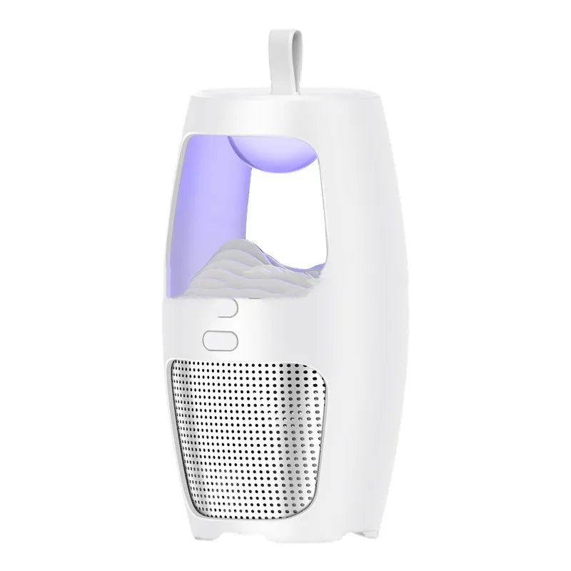 Black or white USB-powered indoor mosquito killer lamp with dimensions 115x115x227mm.