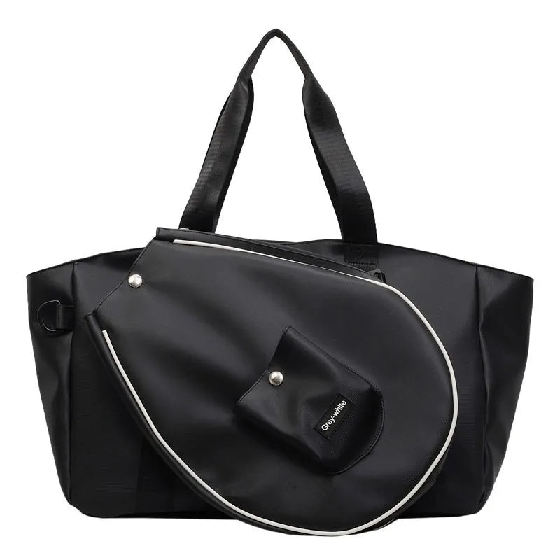 Black one-shoulder yoga storage bag with large capacity for mats and gear