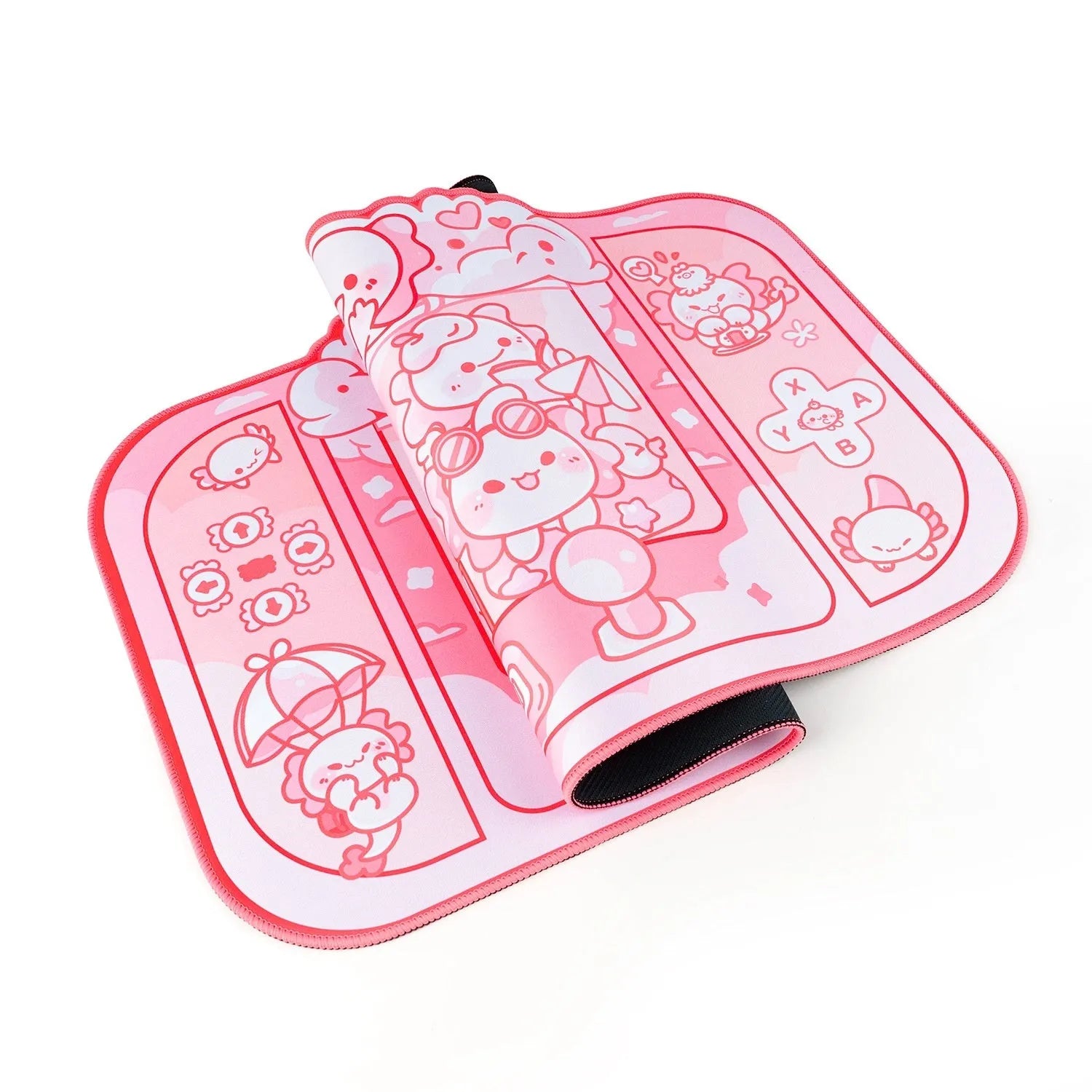 Hexagonal dragon crane machine cartoon anime design on a large 75x40cm cloth mouse pad with wrist support.