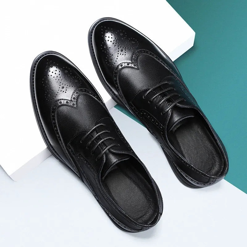 Men's black and brown brogue leather shoes for business formal office wear