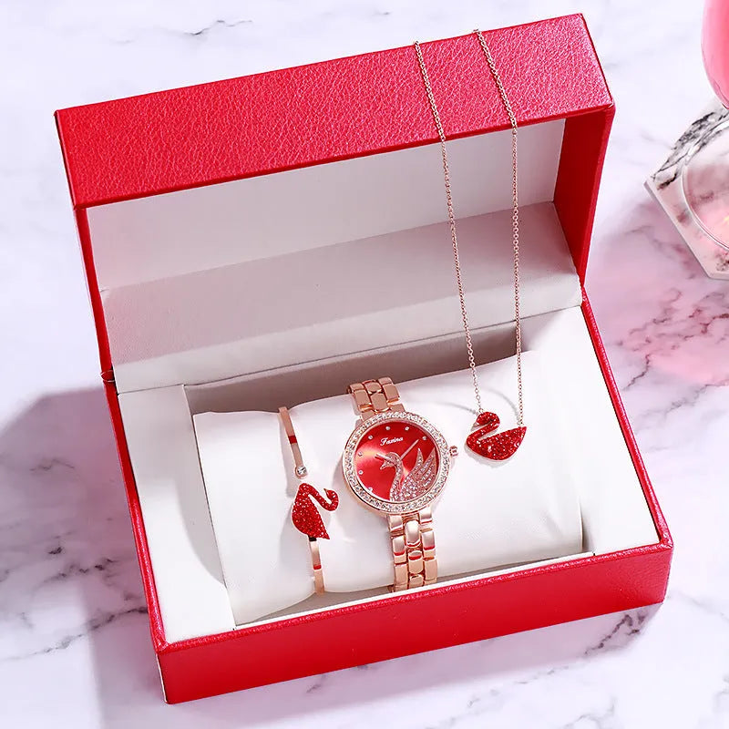 Women's quartz wrist watch with round alloy case, sapphire crystal glass, genuine leather strap, and onion crown
