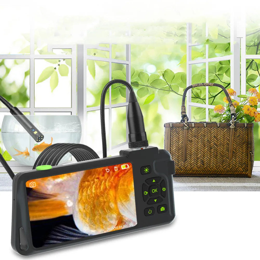 Handheld industrial endoscope with 4.5-inch screen and thin inspection probe