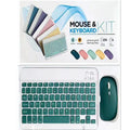 Creative solid colour Bluetooth keyboard and mouse set showing keyboard, mouse, and USB linker.