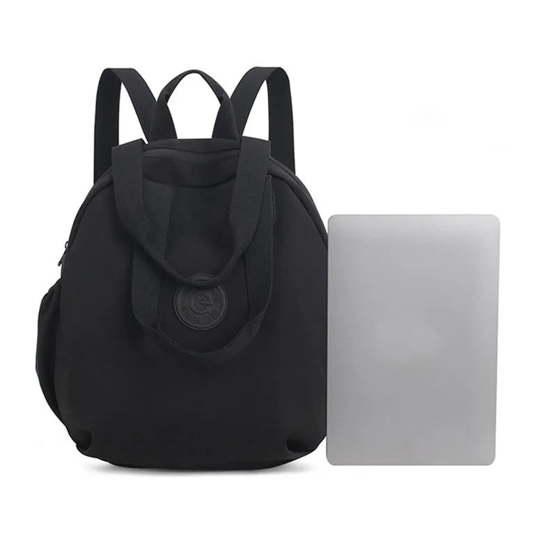 Black nylon large capacity multifunctional bag with backpack, shoulder, and handbag modes for women