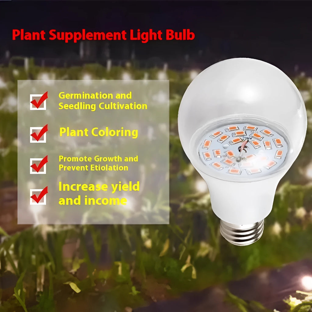 LED plant fill light bulb with PC shell for indoor chrysanthemum succulent dragon fruit passion fruit growing