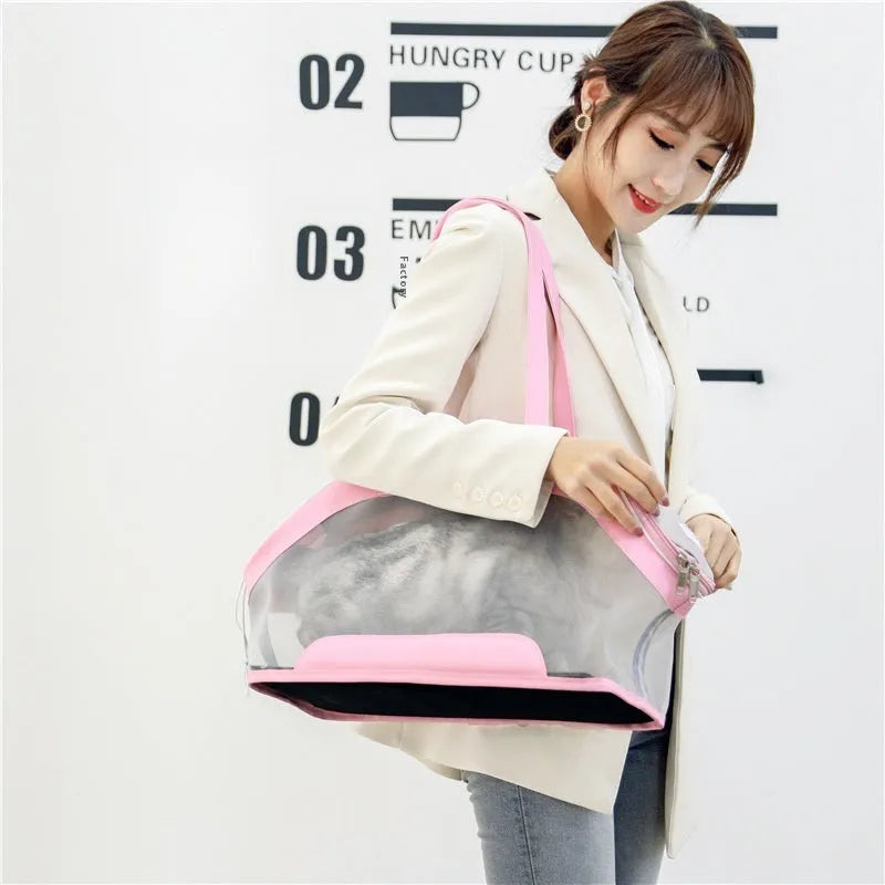 MOORPET leather cat carry bag in solid colour with 25 litre capacity for outdoor pet travel