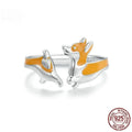 Silver cartoon corgi dog ring with electroplated SCR1014-E colour finish for women