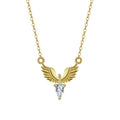 Sterling silver eagle pendant necklace with a chunky O-ring chain on a black background.