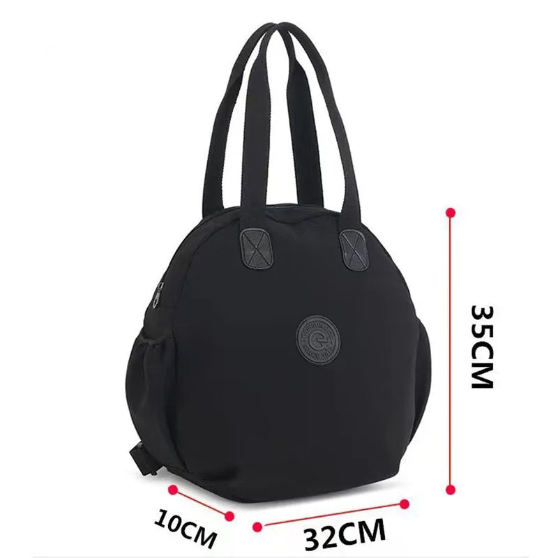 Black nylon large capacity multifunctional bag with backpack, shoulder, and handbag modes for women