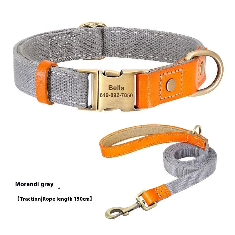 Mohair small dog collar and leash set in Mo Landi colours with adjustable neck ring