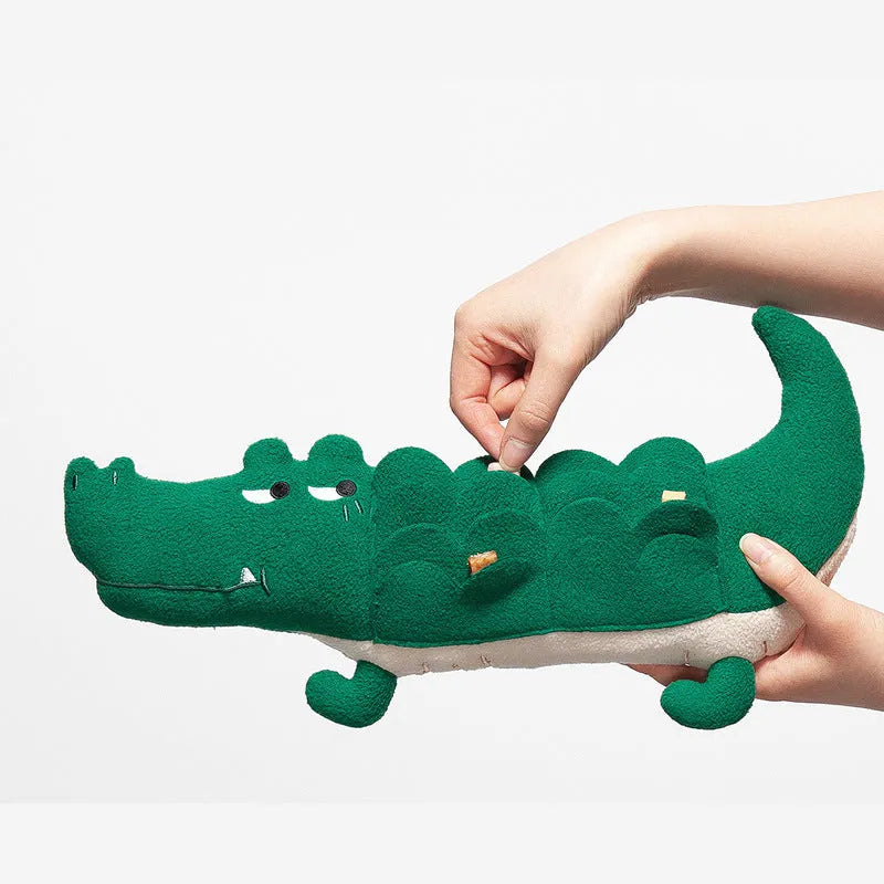 Green plush toy dog soft stuffed animal measuring 35cm by 18cm.