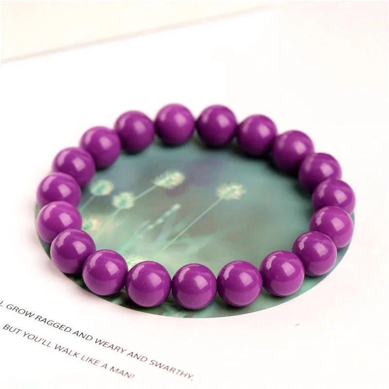 Jiuya purple crystal bracelet in 5A colour showing single circle design on a wrist, with size options.